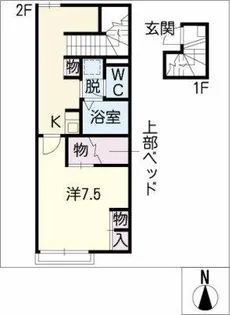 レオパレス天王【203号室】の間取り