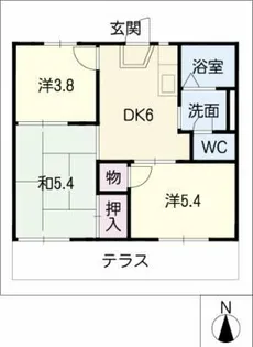 サンハイツ宮根台A棟【1階】の間取り