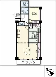 宝マリンハイツC棟401号室【4階】の間取り