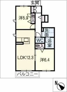 セレーノ長草【1階】の間取り