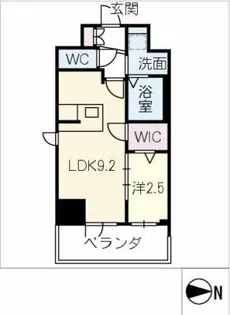 エステムコート名古屋新栄Ⅱアリーナ 606【6階】の間取り