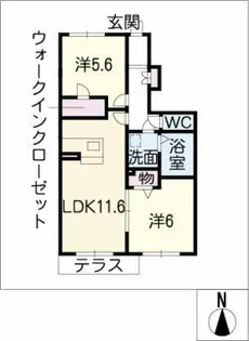 グレイシャス歌里【1階】の間取り