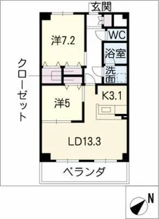 インペリアル豊明【1階】の間取り