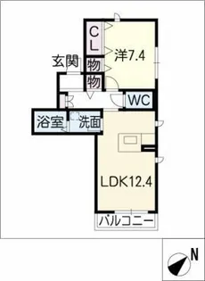 シャトール八田【1階】の間取り
