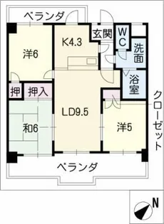BELLA植田山【1階】の間取り