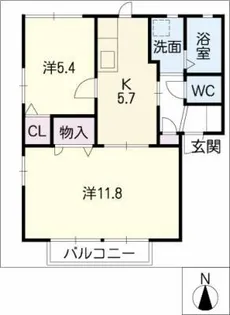 クレール東田 B棟【1階】の間取り