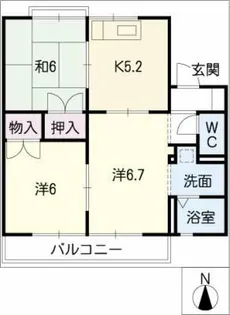 ハイツ二ヶ崎B【2階】の間取り