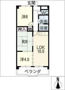 キャッスルヒルズNIWA【1階】の間取り