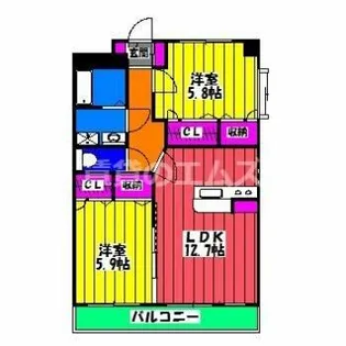 ヴィブレ東比恵【203号室】の間取り