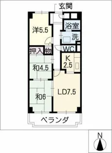 ヒルトップ藤ヶ丘【6階】の間取り