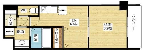1DKの間取り画像