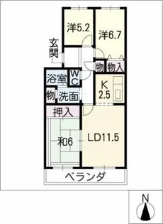 パークサイド庄南 北館【6階】の間取り