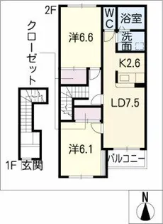 カーサ フェリーチェ【2階】の間取り