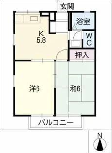 エステートピア二重堀【2階】の間取り