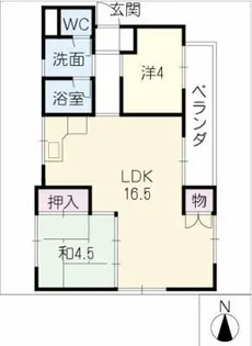 ロジィングス藤井【1階】の間取り
