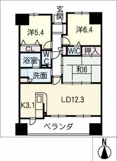 ネオグランデ大林 804号室【8階】の間取り