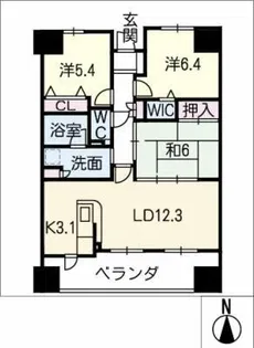 ネオグランデ大林 804号室【8階】の間取り