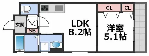 ラモーナ桃谷【3階】の間取り