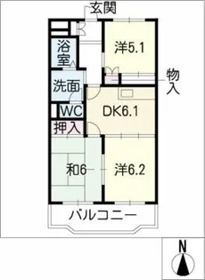 吉根サンハイツ B棟【1階】の間取り
