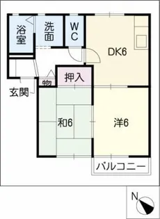 ヴィルヌーブ D【2階】の間取り