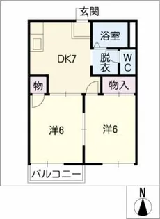 第2高塚ハイツB【1階】の間取り