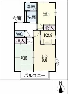 アップヒルヤスダ【1階】の間取り