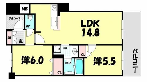 サムティ三宮レガニール【3階】の間取り