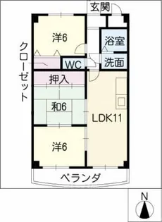 クオーレ小田井【1階】の間取り