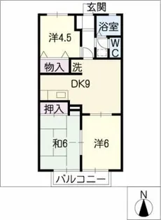 ツインボヌールアタゴ【1階】の間取り