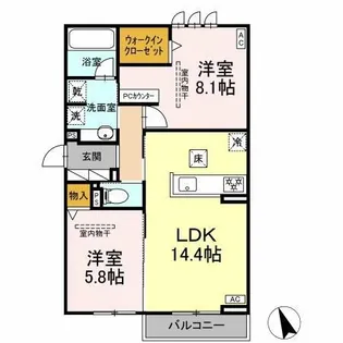 グラン ミリュウ【2階】の間取り