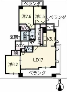 プラウド東山【6階】の間取り