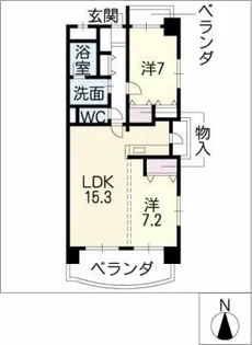 中日マンション上飯田【2階】の間取り