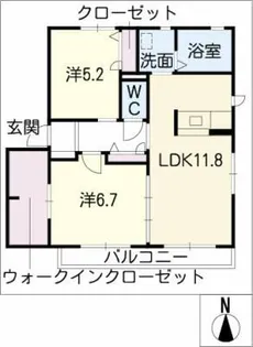 トロワソレイユA棟【2階】の間取り