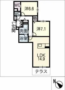 ロンドヴェルチュ川名【1階】の間取り