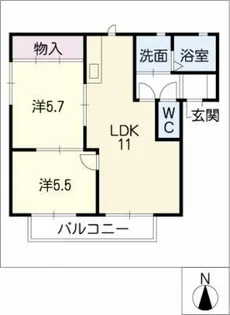 パークサイドハイツ D棟【2階】の間取り