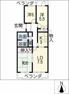 ヴィルヌーヴ【2階】の間取り