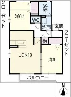 エテルノ春木台 B棟【2階】の間取り