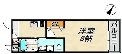 ワコーレヴィータ川西通【3階】の間取り