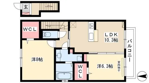 スリーエイト治【2階】の間取り