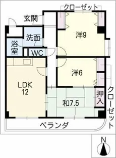 サンメゾン大宮【6階】の間取り