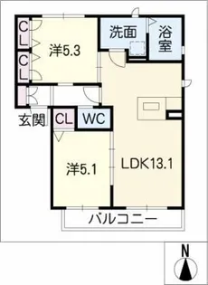 フェリオ B棟【2階】の間取り