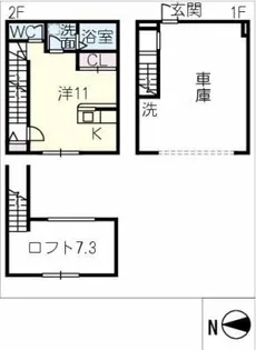 仮)ザ シーサイドガレージ新舞子【2階】の間取り