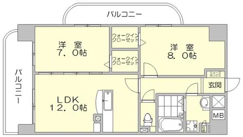 ブラン シュシュ空港通り【801号室】の間取り