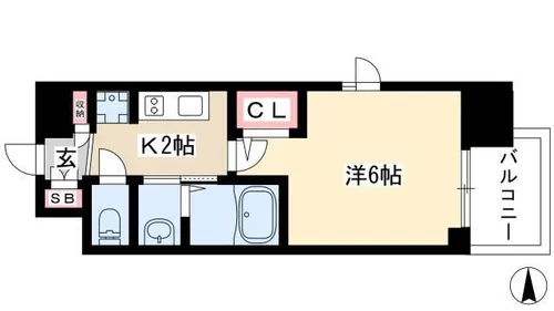 エステムコート名古屋栄プレシャス【1509号室】の間取り