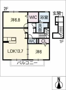 クロワール B棟【2階】の間取り