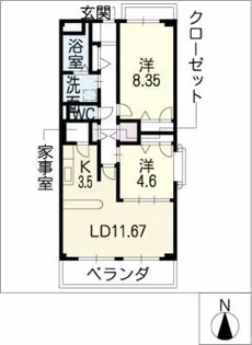 ルミエール平町【3階】の間取り