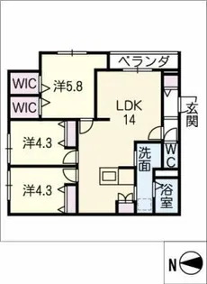 スカイメゾン徳川南【3階】の間取り