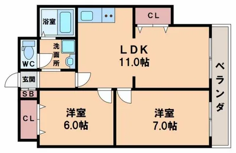 サンシティ桑津【4階】の間取り