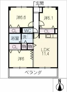 ジュネスホワイト【1階】の間取り
