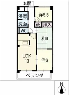 エコーフェニックス伏屋【5階】の間取り